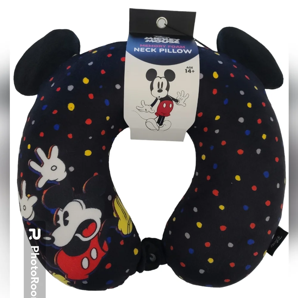 Disney Mickey Mouse Memory Foam travel Neck Pillow Black Red